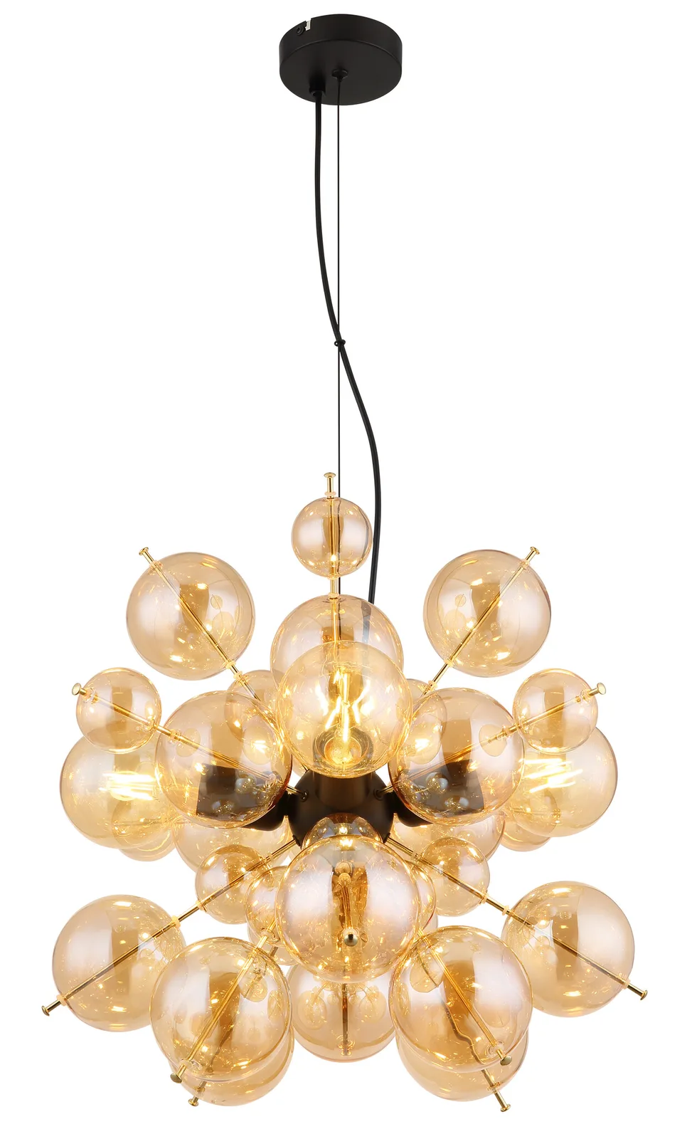 Hanglamp Udo 4 lichts Ø 52 cm amber zwart van Globo – productfoto