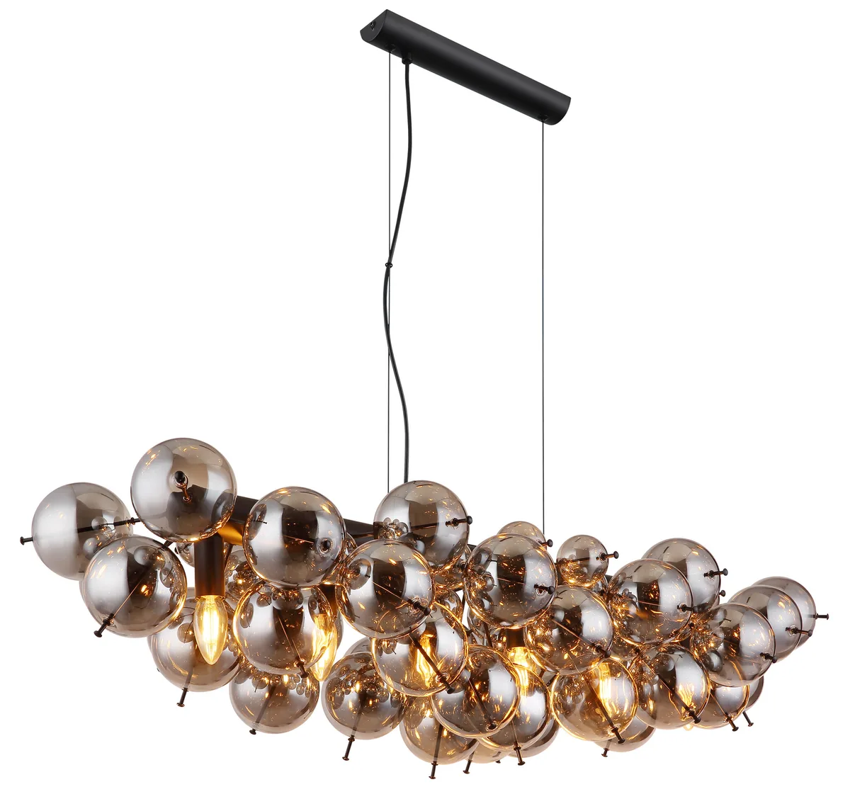 Hanglamp Udo 6 lichts L 103 cm rook zwart de Globo – photo produit