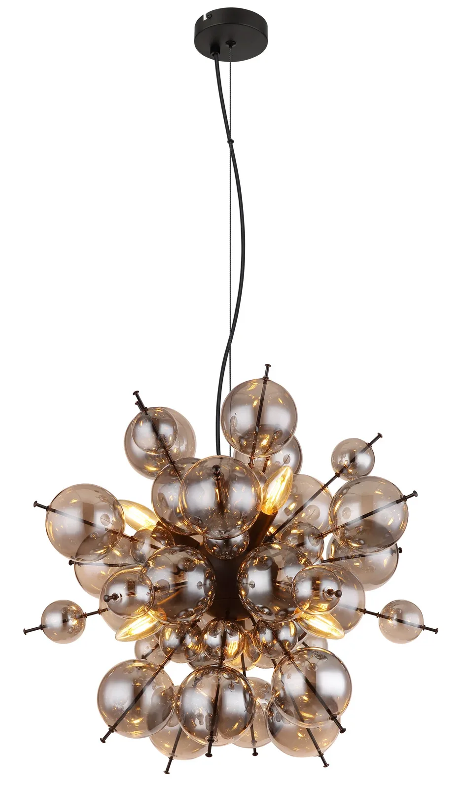 Hanglamp Udo 6 lichts Ø 55 cm rook zwart de Globo – photo produit