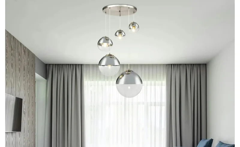 hanglamp - Varus - glas - Ø 65cm - E27 - 15851-5 by Globo in Nikkel – product photo 2 of 3