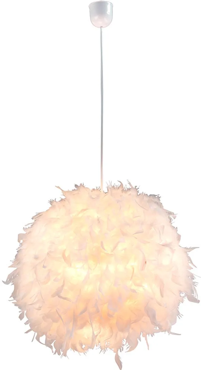 Hanglamp Veren wit Plafondlamp Veren wit Hanglamp, metaal, E27 fitting, DxH 45x120 cm by Globo in White – product photo