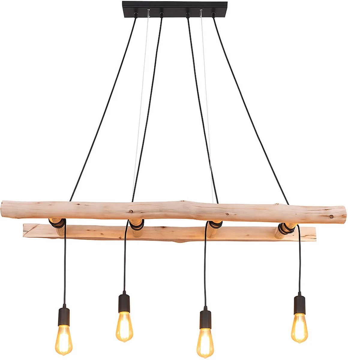 Hanglamp vintage eetkamerlamp hanglamp houten lamp 4-vlam de Globo en Noir – photo produit