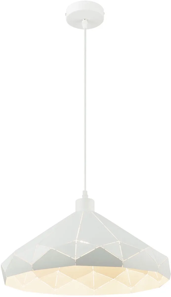 Hanglamp wit 'Schorsing' wit metaal 400mm E27 fitting de Globo en Blanc – photo produit