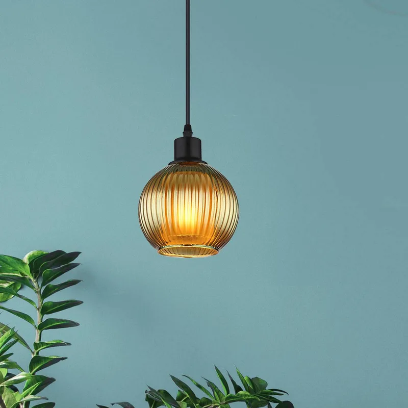 Hanglamp Zumba, groen, Ø 15 cm, glas de Globo en Vert, Matzwart, Blanc – photo produit