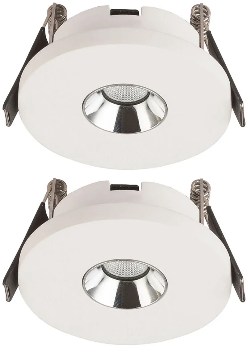 Inbouwspot gips wit Inbouwkeukenlamp Plafondlamp Inbouwlamp, chroom, LED 4,2W 200Lm warm wit, DxH 9x6 cm, set van 2 de Globo en Blanc – photo produit