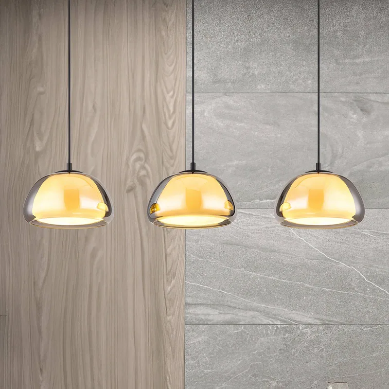 Jella hanglamp, lengte 95 cm, rookgrijs, 3-lamps, glas de Globo en Rookgrijs, Mat zwart – photo produit