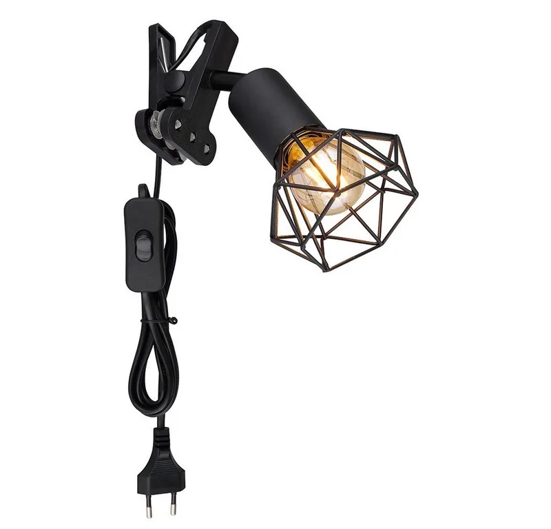 Klemmleuchte, Leuchtmittel nicht inklusive, Bettleuchte klemmbar Klemmspot Industrial Leselampe mit by Globo in Black – product photo