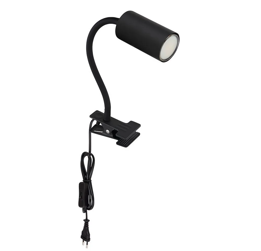 Klemmleuchte, Leuchtmittel nicht inklusive, Schreibtischlampe klemmbar Schwanenhals Leselampe Bett Klemme de Globo en Noir – photo produit