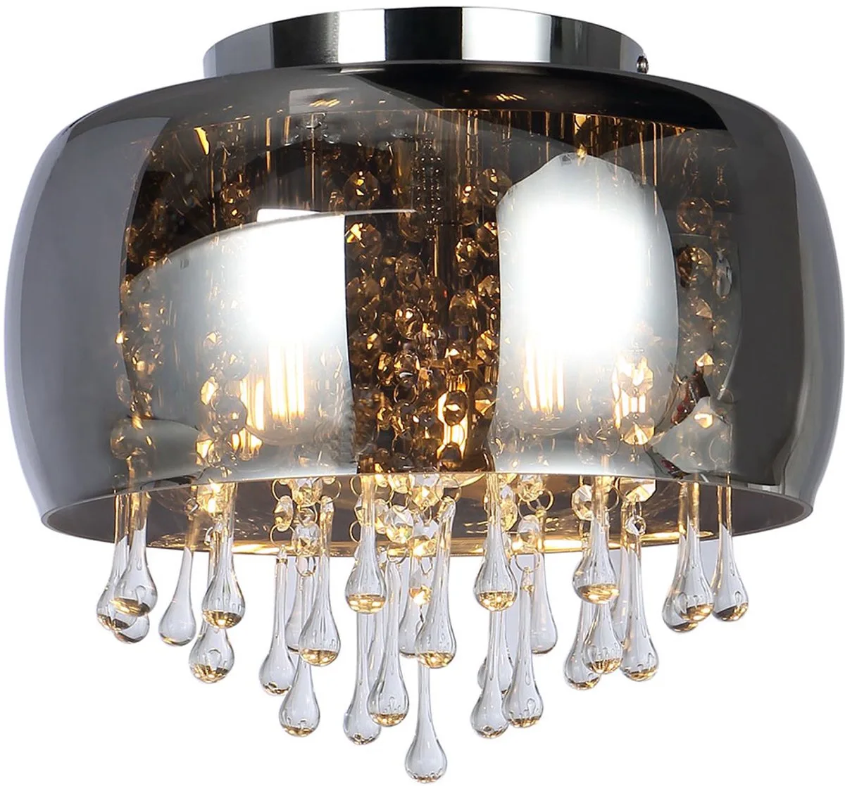 Kristallen plafondlamp rook woonkamer eetkamer verlichting chroom lamp in set incl. LED lampen de Globo en Gris – photo produit