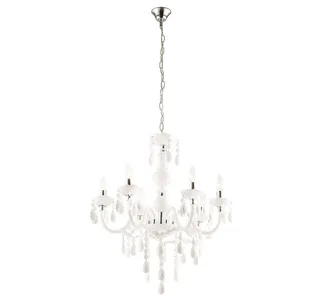 Kronleuchter, Leuchtmittel nicht inklusive, Kronleuchter Kristalle Hängeleuchte 6 Flammig Pendelleuchte Lüster by Globo in White – product photo 5 of 5