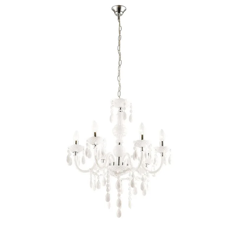 Kronleuchter, Leuchtmittel nicht inklusive, Kronleuchter Kristalle Hängeleuchte 6 Flammig Pendelleuchte Lüster by Globo in White – product photo 5 of 5