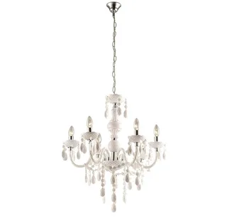 Kronleuchter, Leuchtmittel nicht inklusive, Kronleuchter Kristalle Hängeleuchte 6 Flammig Pendelleuchte Lüster by Globo in White – product photo 2 of 5