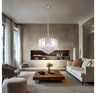 Kroonluchter Globo Minnesota LED - met heldere acryldecoratie en acrylkristallen de Globo en Chrome – photo produit 3 sur 5