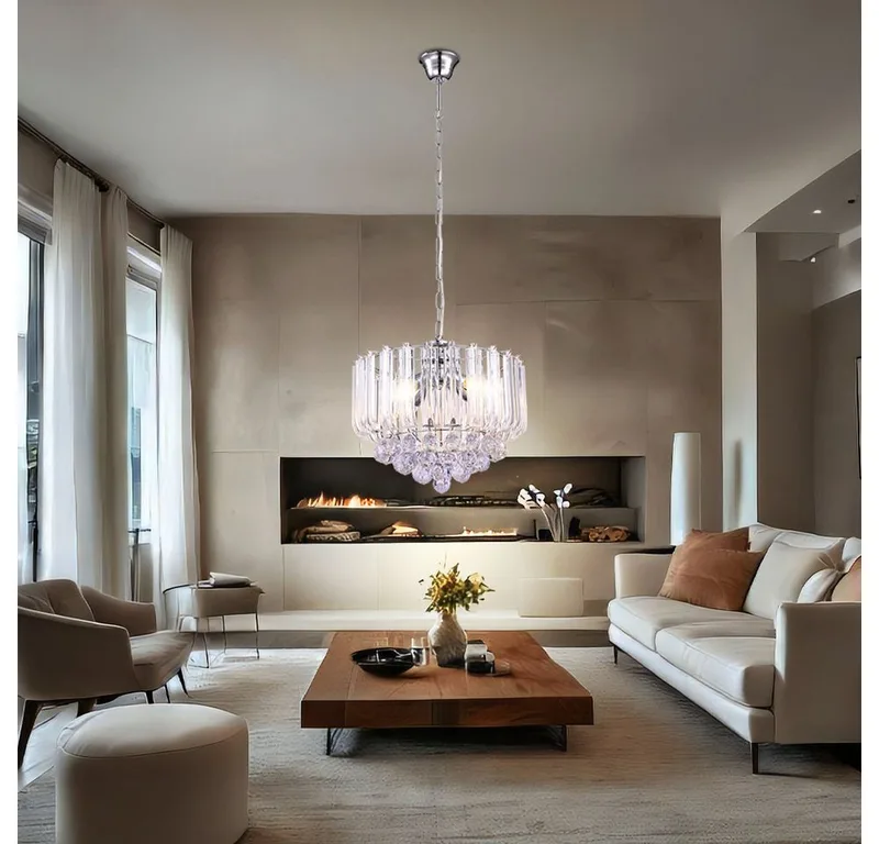 Kroonluchter Globo Minnesota LED - met heldere acryldecoratie en acrylkristallen de Globo en Chrome – photo produit 3 sur 5