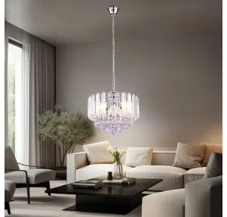 Kroonluchter Globo Minnesota LED - met heldere acryldecoratie en acrylkristallen de Globo en Chrome – photo produit 2 sur 5
