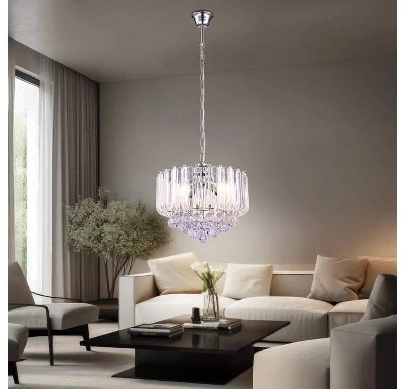 Kroonluchter Globo Minnesota LED - met heldere acryldecoratie en acrylkristallen de Globo en Chrome – photo produit 2 sur 5