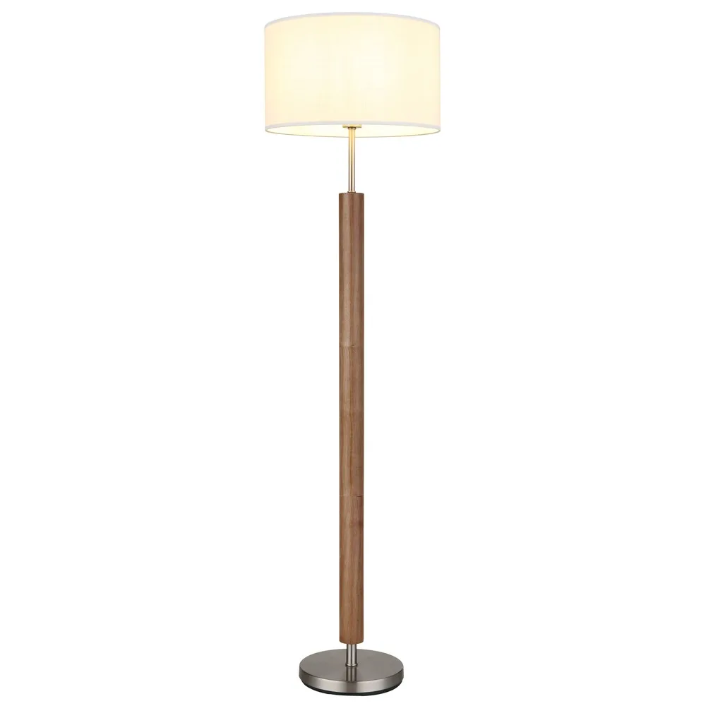 Lampadaire De Salon Avec Interrupteur Au Pied, Argent, Métal Et Bois, H 150 Cm de Globo en Gris – photo produit