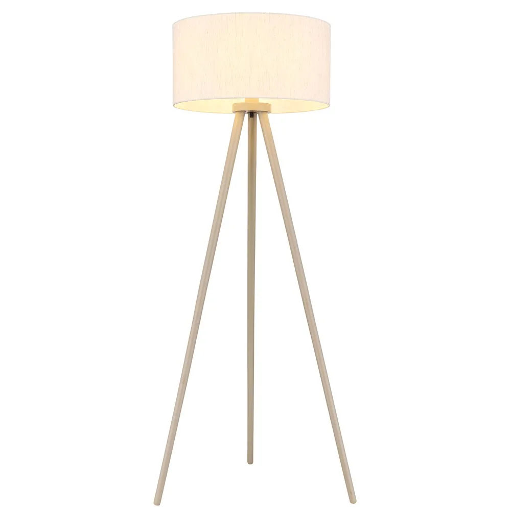 Lampadaire Lampe De Salon Lampe Sur Pied Interrupteur Au Pied Sable Bois H 148 Cm de Globo en Beige – photo produit