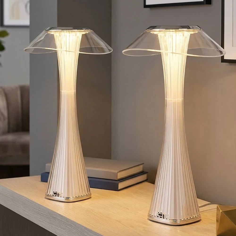 Lampe De Table À Led (2 X), Lampe De Chevet, Lampe De Chambre, Variateur Tactile, Acrylique H 27,4 Cm de Globo en Transparent – photo produit