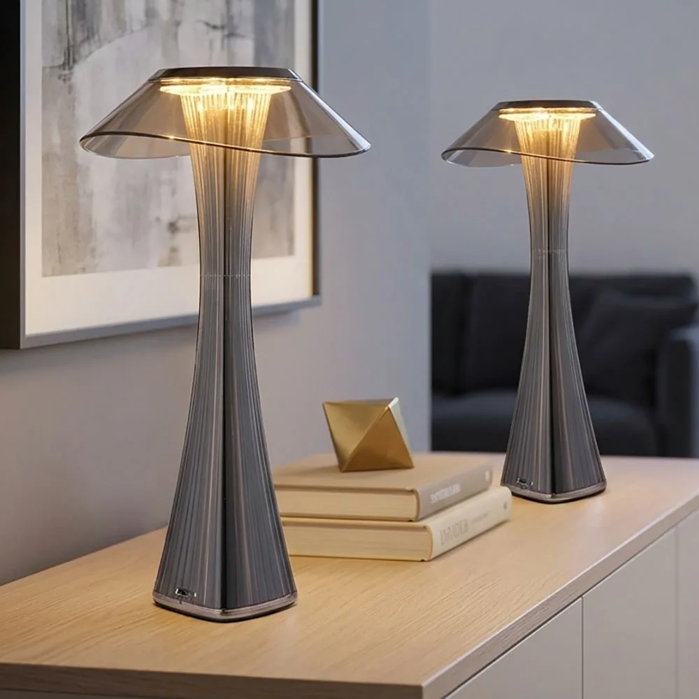 Lampe De Table À Led (lot De 2) Lampe De Salon Avec Variateur Tactile Acrylique H 27,4 Cm de Globo en Noir – photo produit