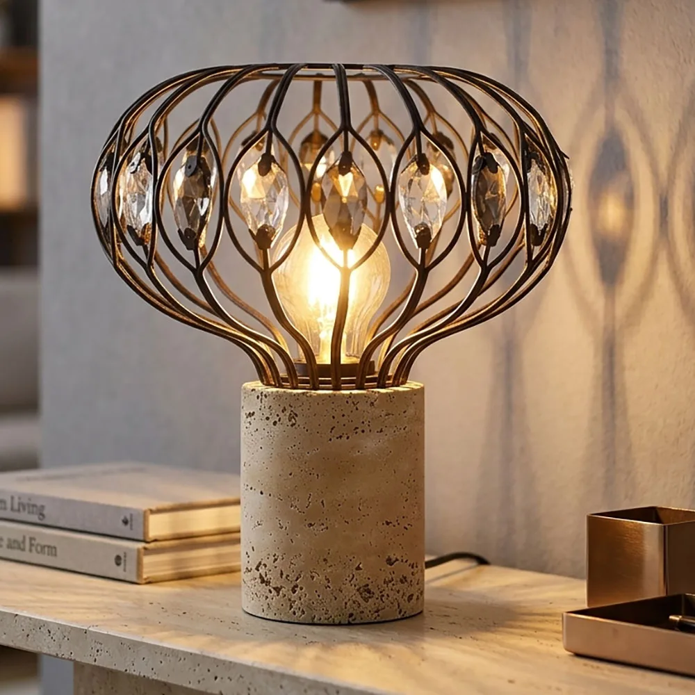Lampe De Table Led, Lampe De Chevet, Lampe De Chambre, Ronde, Noire, En Béton, H 28,2 Cm de Globo en Noir – photo produit