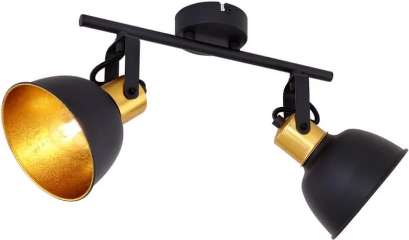 Landelijke Opbouwspots E14 Fillo 2 Lichtpunten Rond Metaal Slaapkamer Gang/Hal Keuken Dimbaar de Globo en Or, Noir – photo produit