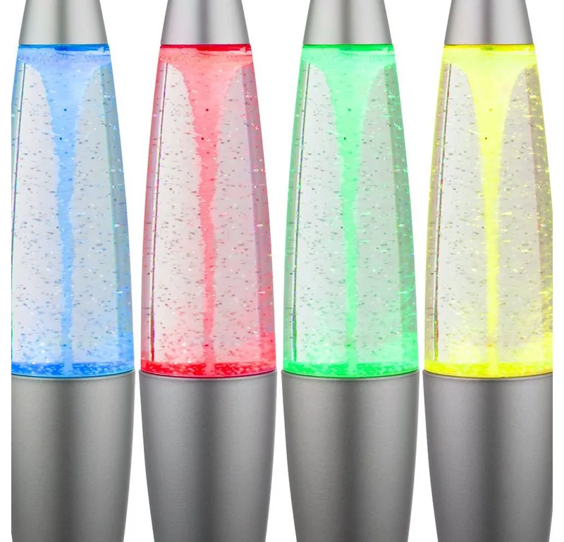 Lavalampe, LED-Leuchtmittel fest verbaut, Farbwechsel, Farbig, LED Lavalampe Glitzer Tischleuchte Farbwechsel Glitter Dekoleuchte de Globo en Argent – photo produit 1 sur 5