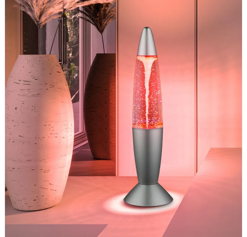 Lavalampe, LED-Leuchtmittel fest verbaut, Farbwechsel, Farbig, LED Lavalampe Glitzer Tischleuchte Farbwechsel Glitter Dekoleuchte de Globo en Argent – photo produit 5 sur 5
