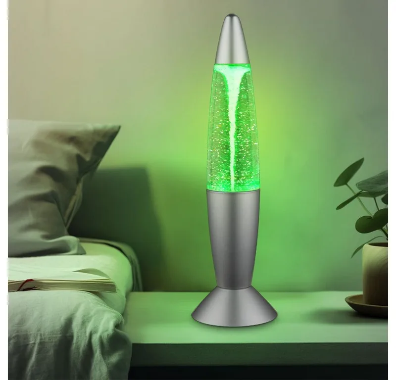 Lavalampe, LED-Leuchtmittel fest verbaut, Farbwechsel, Farbig, LED Lavalampe Glitzer Tischleuchte Farbwechsel Glitter Dekoleuchte de Globo en Argent – photo produit 2 sur 5