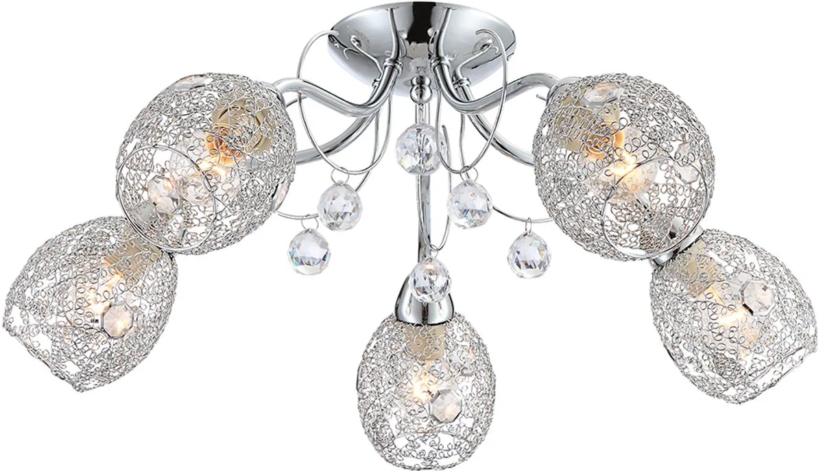 LED 20 watt plafondlamp kristal verlichting chroom mesh licht chroom de Globo en Argent – photo produit