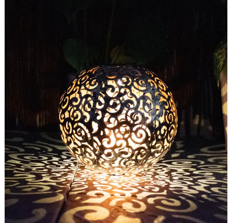 LED Außen-Stehlampe, LED-Leuchtmittel fest verbaut, Warmweiß, Solarkugel für Außen Solarleuchte Stecklampe Garten van Globo in Zilver – productfoto