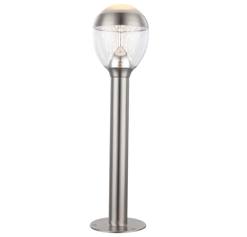 LED Außen-Stehlampe, LED-Leuchtmittel fest verbaut, Warmweiß, Stehleuchte Sockelleuchte Außenlampe Wegeleuchte van Globo in Zilver – productfoto