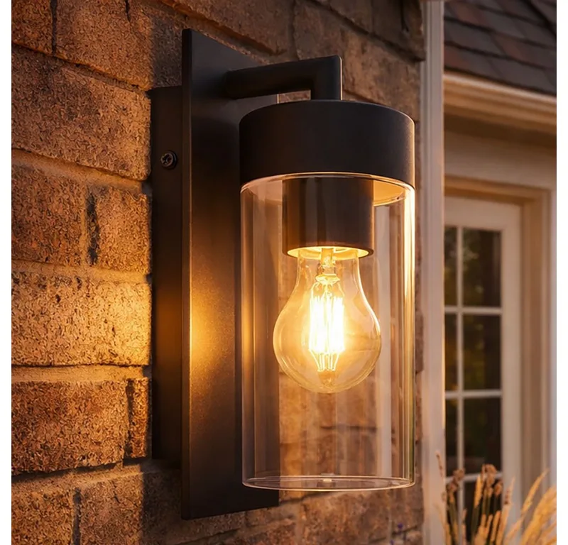 LED Außen-Wandleuchte, Leuchtmittel inklusive, Warmweiß, Außenwandlampe Fassadenleuchte Gartenlampe anthrazit klar LED H 25 cm von Globo – Produktfoto