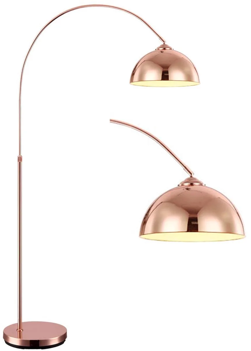 LED boog vloerlamp koperkleurige verlichting voetpedaalschakelaar in hoogte verstelbare woon- slaap- eetkamer fra Globo i Kobber – produktbillede