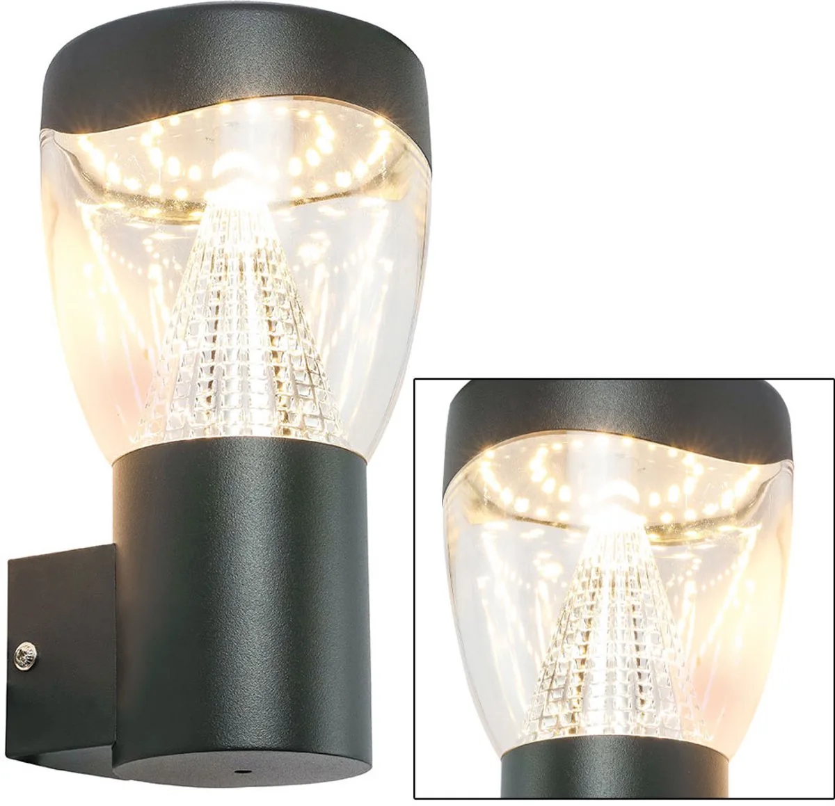LED buitenlamp wandlamp gevellamp voordeurlamp buitenlamp, gegoten aluminium, IP44, 9,6 Watt 850lm 3000K, LxBxH 12x12x23cm de Globo en Anthracite – photo produit