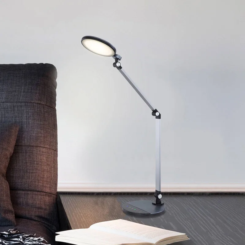 LED bureaulamp Konsti, hoogte 90 cm, zwart, metaal de Globo en Noir, Gesatineerd – photo produit
