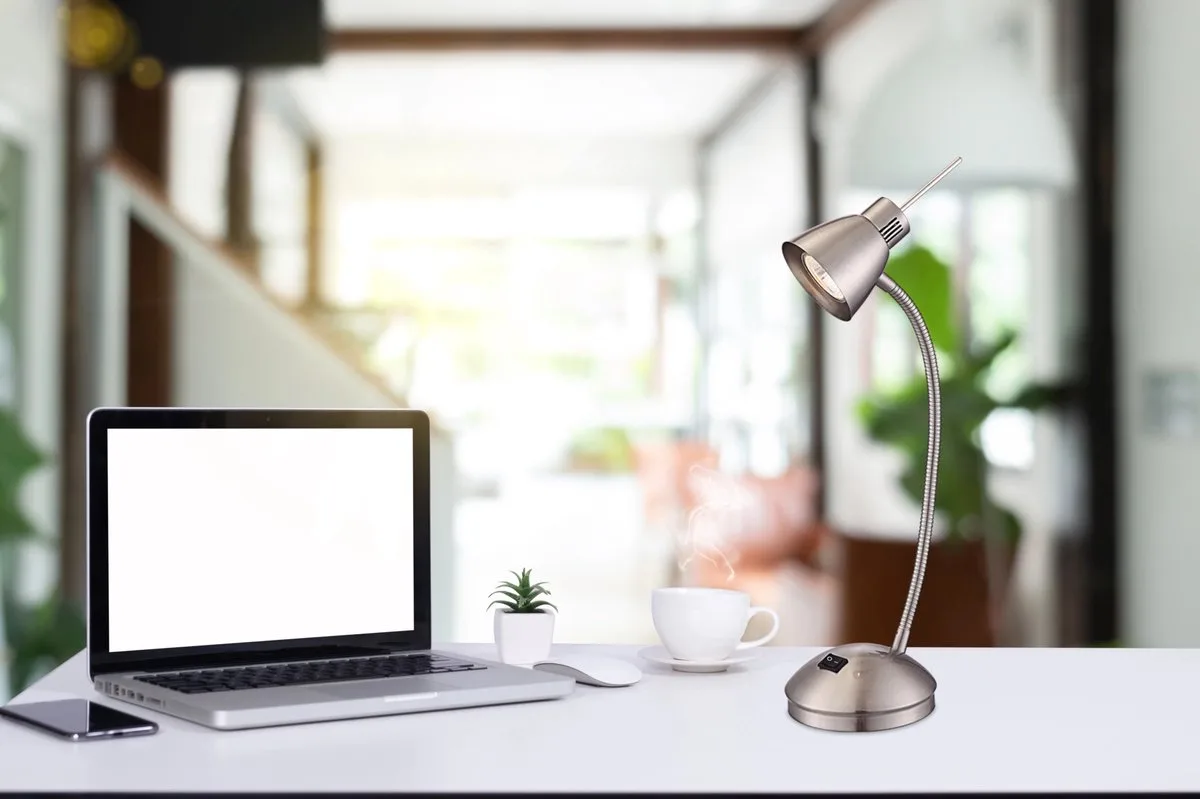 LED-bureaulamp tafellamp metalen nikkel Matt Spot Movable Sleep Room Office tafellamp von Globo in Silber – Produktfoto