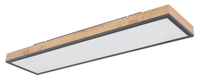 LED Deckenleuchte DORO, LED fest integriert, Warmweiß, Rechteckige Deckenlampe, 3000 Kelvin, Wohnzimmer, Holzoptik, Eiche de Globo en Beige – photo produit