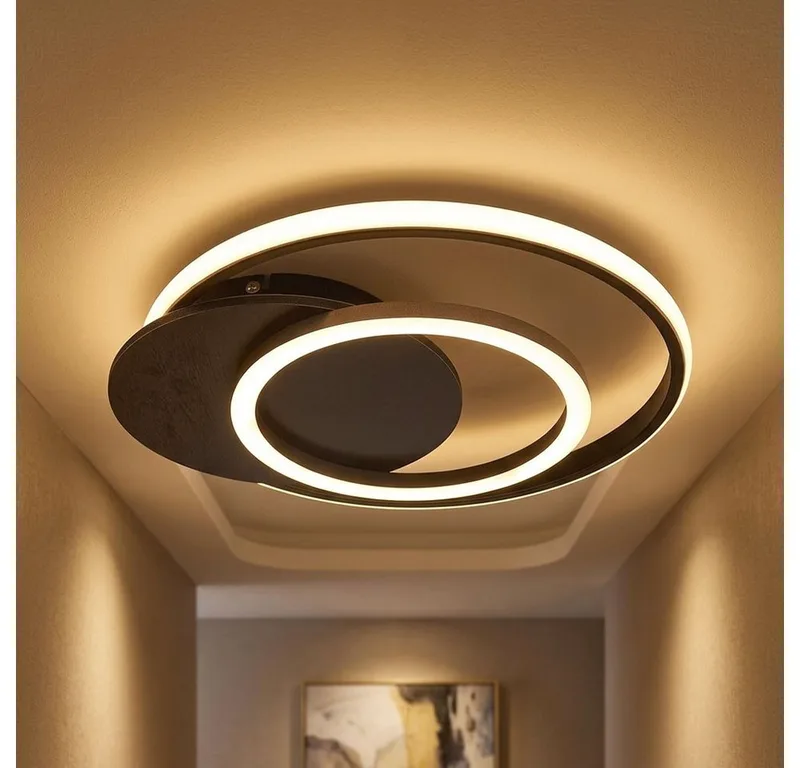 LED Deckenleuchte, LED-Leuchtmittel fest verbaut, Warmweiß, Deckenlampe Deckenleuchte Designlampe grau champagnerfarben L 38 cm by Globo in Brown – product photo