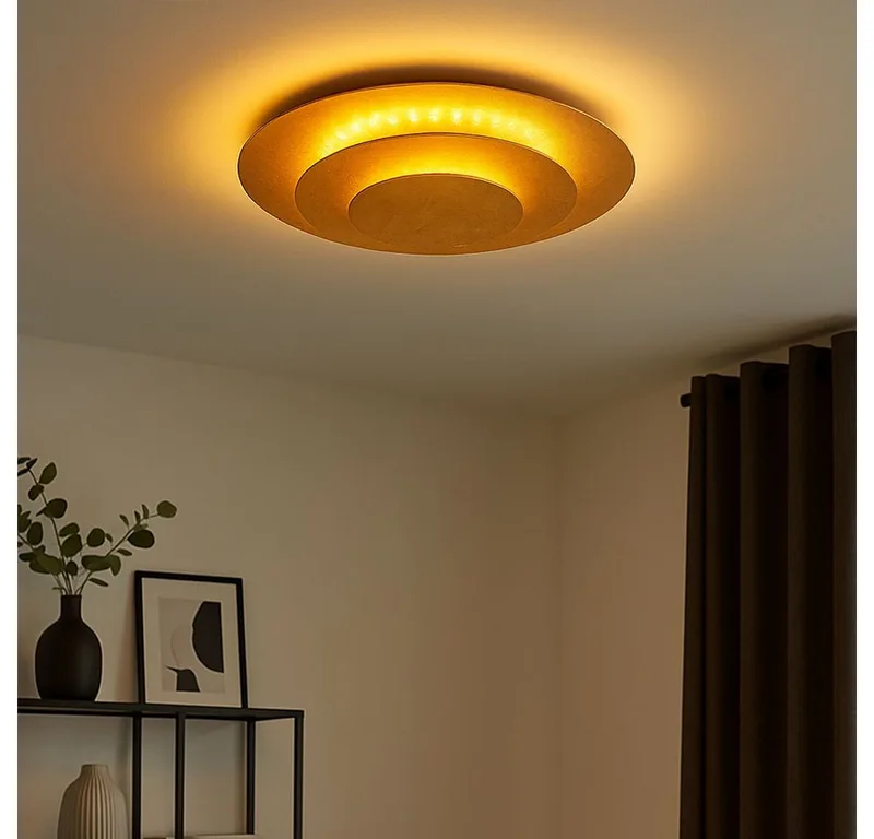 LED Deckenleuchte, LED-Leuchtmittel fest verbaut, Warmweiß, Deckenleuchte Deckenlampe Wohnzimmerlampe gold LED Schlafzimmerlampe de Globo – photo produit