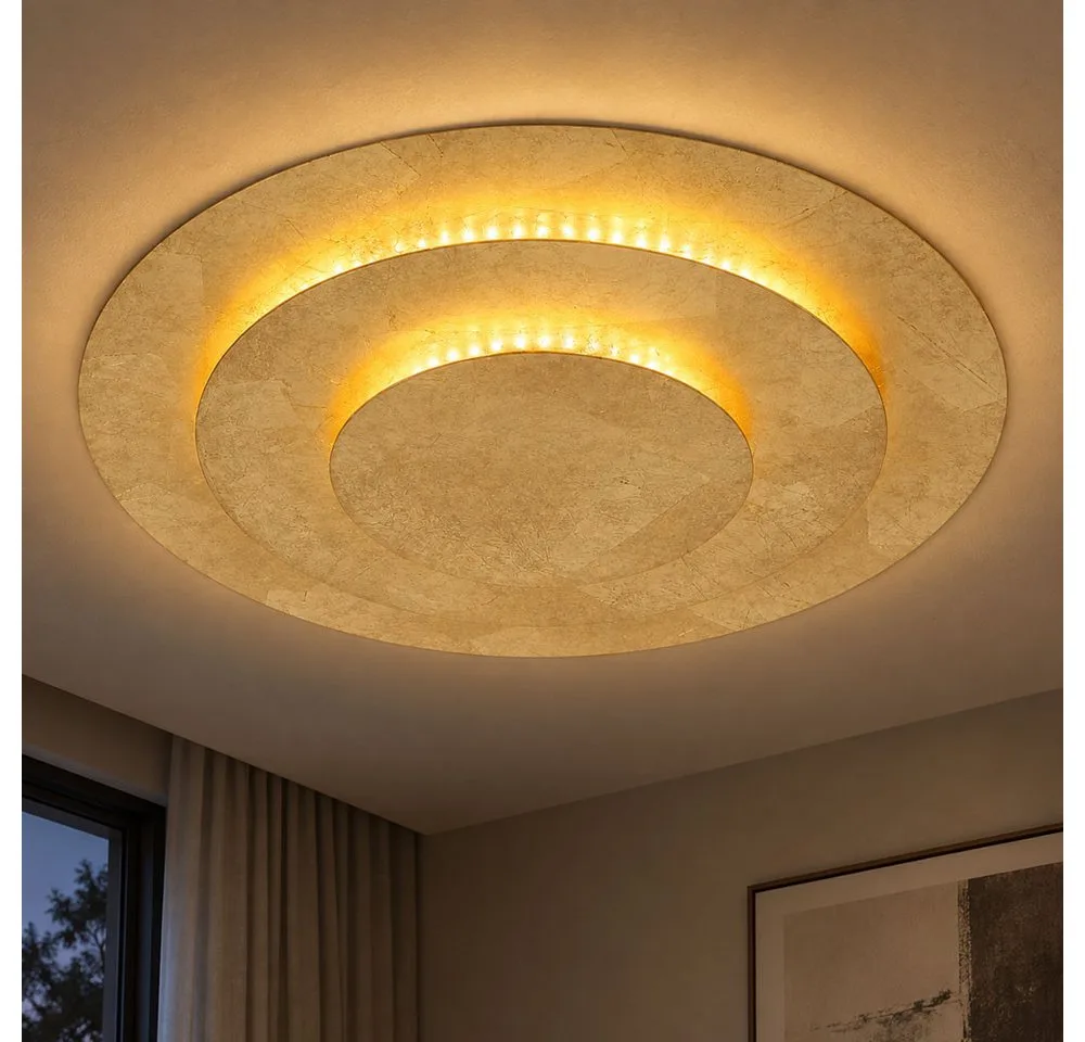 LED Deckenleuchte, LED-Leuchtmittel fest verbaut, Warmweiß, Deckenlampe Deckenleuchte Wohnzimmerlampe gold LED Schlafzimmerlampe D de Globo – photo produit