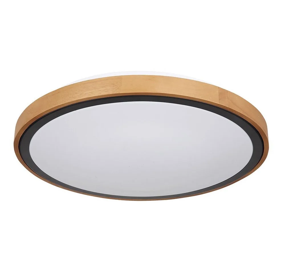LED Deckenleuchte, LED-Leuchtmittel fest verbaut, Warmweiß, Neutralweiß, Tageslichtweiß, Deckenleuchte Holz Wohnzimmerleuchte schwarz de Globo en Marron – photo produit