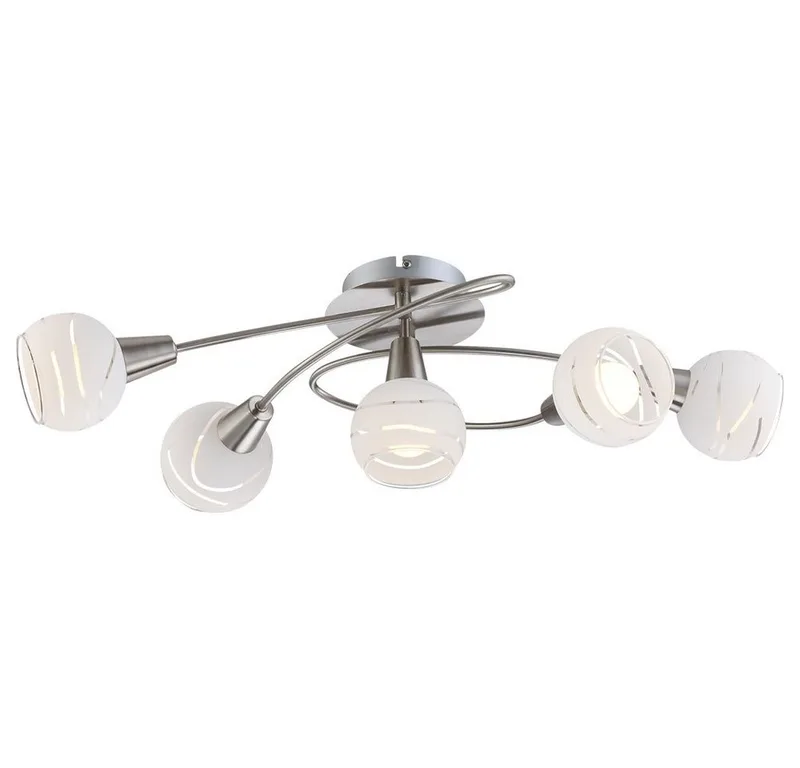 LED Deckenleuchte, Leuchtmittel inklusive, Warmweiß, Deckenlampe Deckenleuchte Wohnzimmerlampe Glas flammig LED L 62,5 cm de Globo en Argent – photo produit