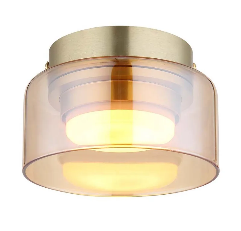 LED Deckenleuchte, Leuchtmittel inklusive, Warmweiß, Deckenleuchte Deckenlampe Esszimmerlampe amber goldfarben 1 flammig van Globo – productfoto