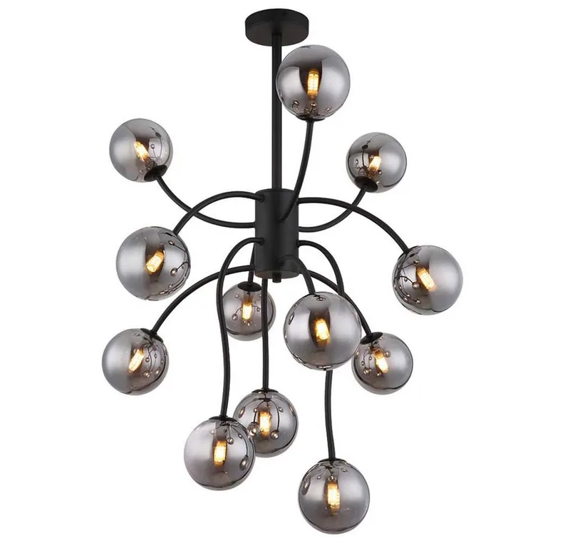 LED Deckenleuchte, Leuchtmittel inklusive, Warmweiß, Deckenleuchte Deckenlampe Esszimmerlampe LED Glaskugeln 12 Flammig från Globo i Grå – produktbild
