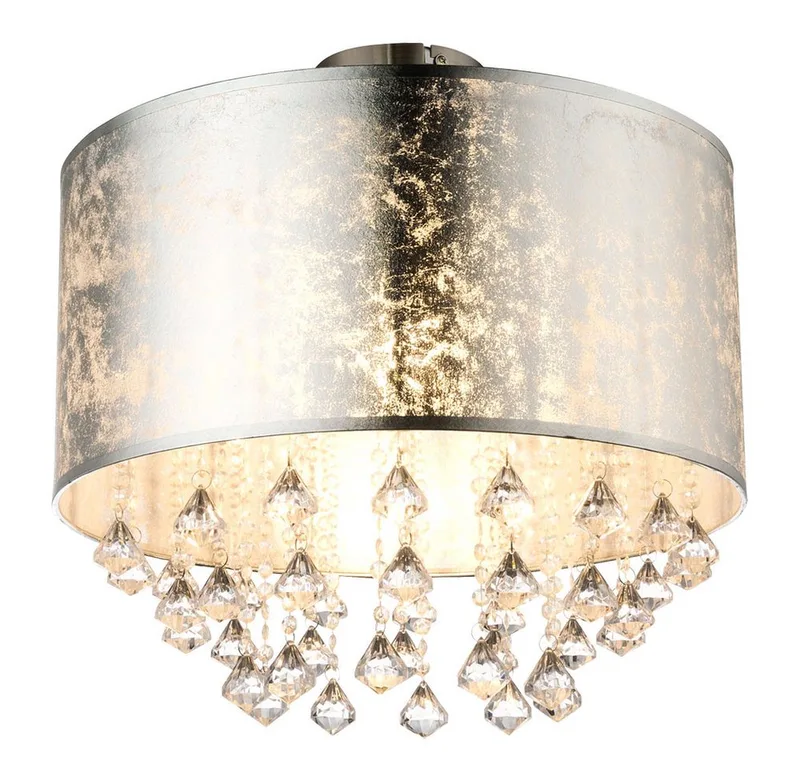 LED Deckenleuchte, Leuchtmittel inklusive, Warmweiß, Kristall Deckenleuchte gold Esszimmer LED Deckenlampe de Globo en Argent – photo produit