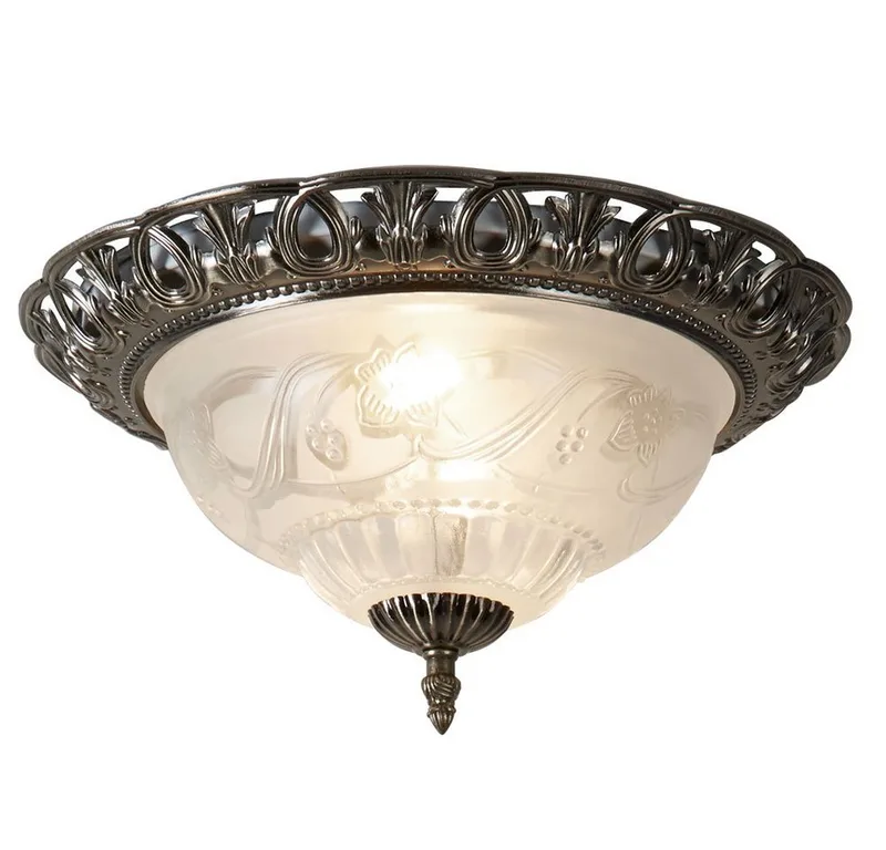 LED Deckenleuchte, Leuchtmittel inklusive, Warmweiß, Landhaus Stil Decken Beleuchtung Lampe Glas Leuchte antik von Globo in Silber – Produktfoto