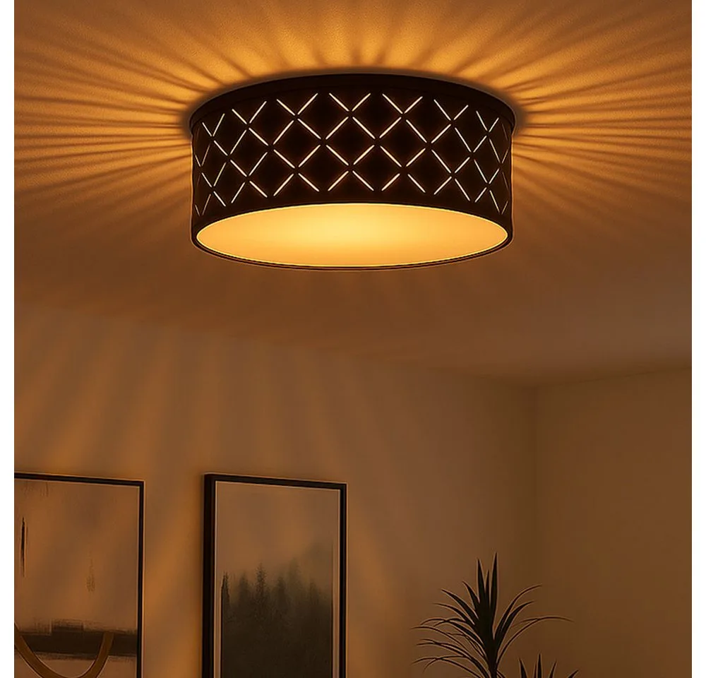 LED Deckenleuchte, Leuchtmittel inklusive, Warmweiß, LED Deckenleuchte Samt Deckenlampe Schlafzimmerlampe DM 26 cm van Globo in Zwart – productfoto