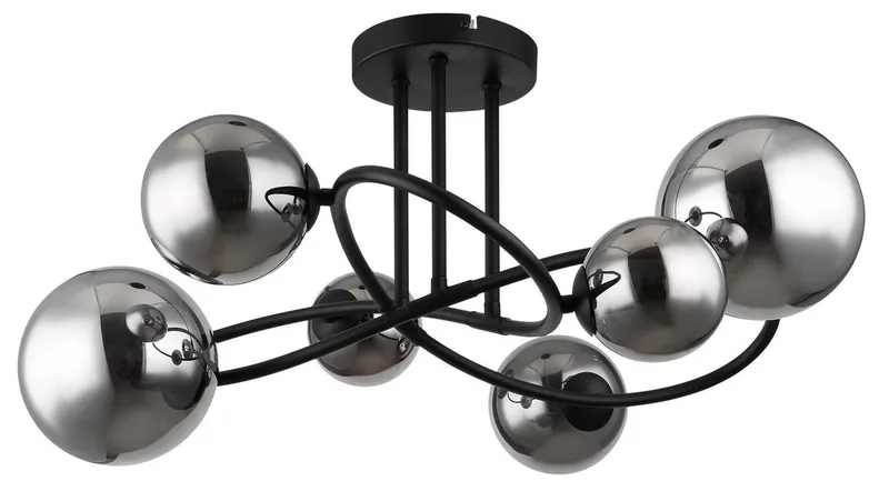 LED Deckenleuchte RIHA, Leuchtmittel wechselbar, Warmweiß, Deckenlampe, Glas, Design Leuchte, Wohnzimmer de Globo en Noir – photo produit