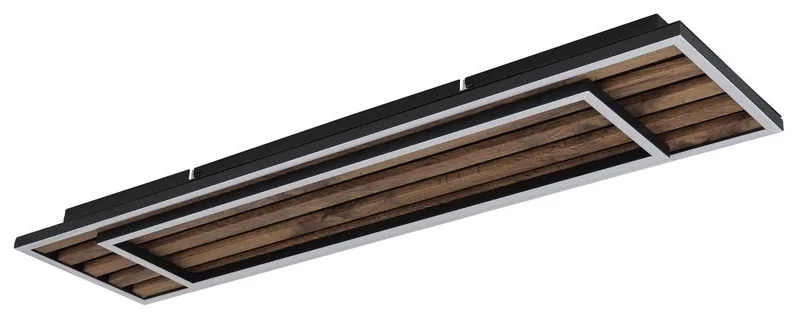Plafondlamp Woody zwart met hout rechthoek Globo - 67345D2 van Globo in Zwart – productfoto